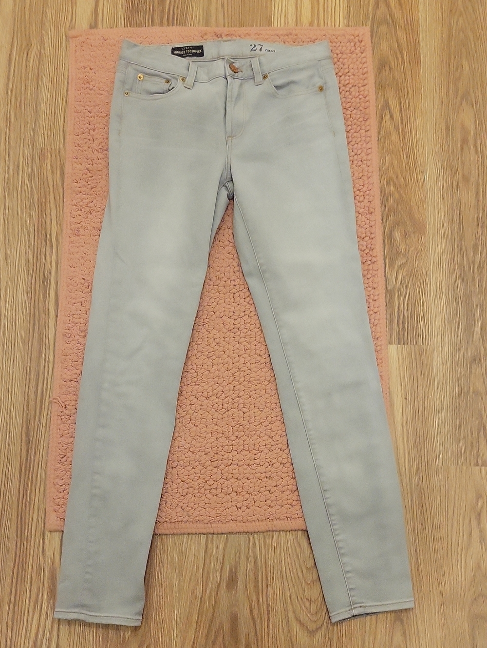 J. Crew Light Grey Midrise Toothpick Jeans